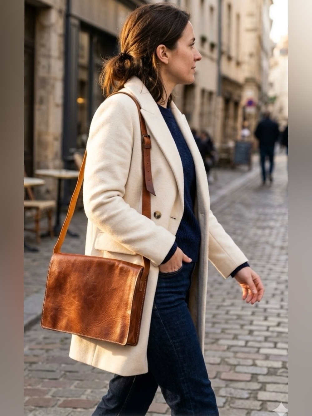 Unisex Cognac Faux Leather
Satchel Bag - Retro Crossbody
Messenger
